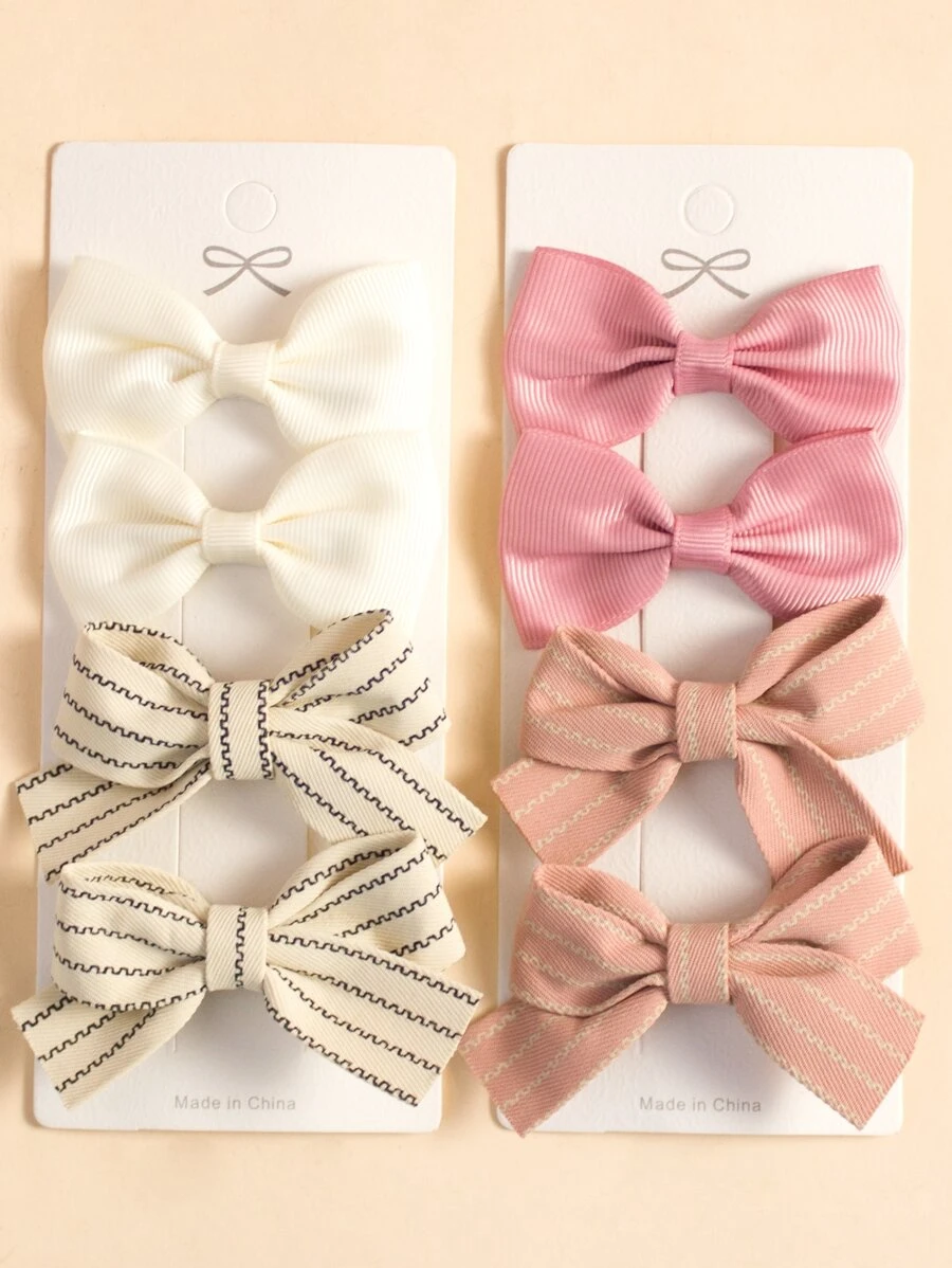 8pcs Toddler Girls Bow Decor Hair Clip