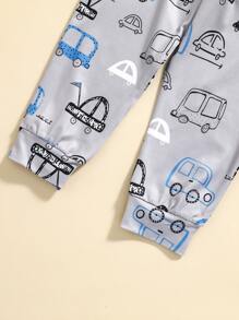 SHEIN 男童卡通車印花套衫和運動褲 - 彩色 - 查看 4