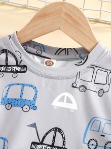 SHEIN 男童卡通車印花套衫和運動褲 - 彩色 - 查看 5