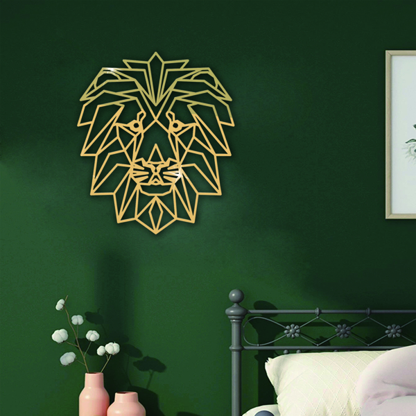

Lion Shaped Mirror Surface Wall Sticker, Gold