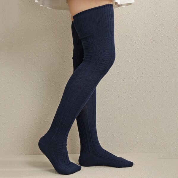 

Solid Over The Knee Socks, Navy blue