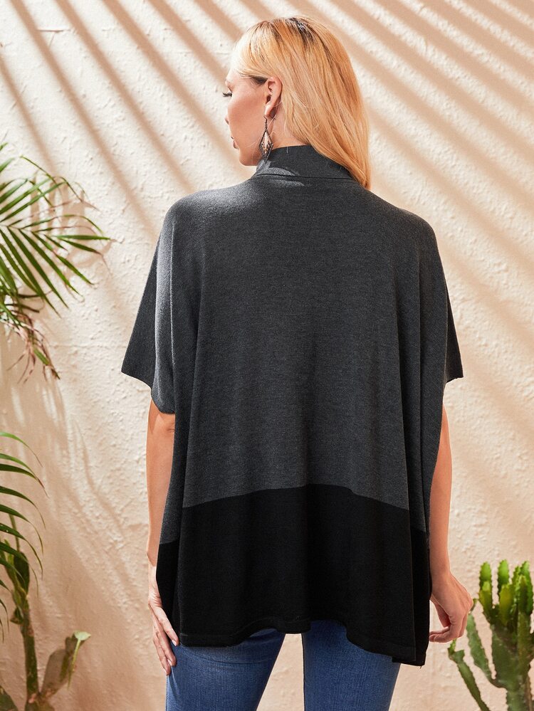 Mock Neck Colorblock Knit Top