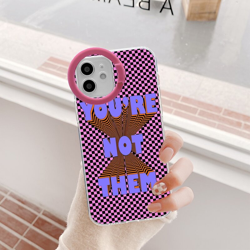 

Letter Graphic Phone Case With Ring Holder, Multicolor