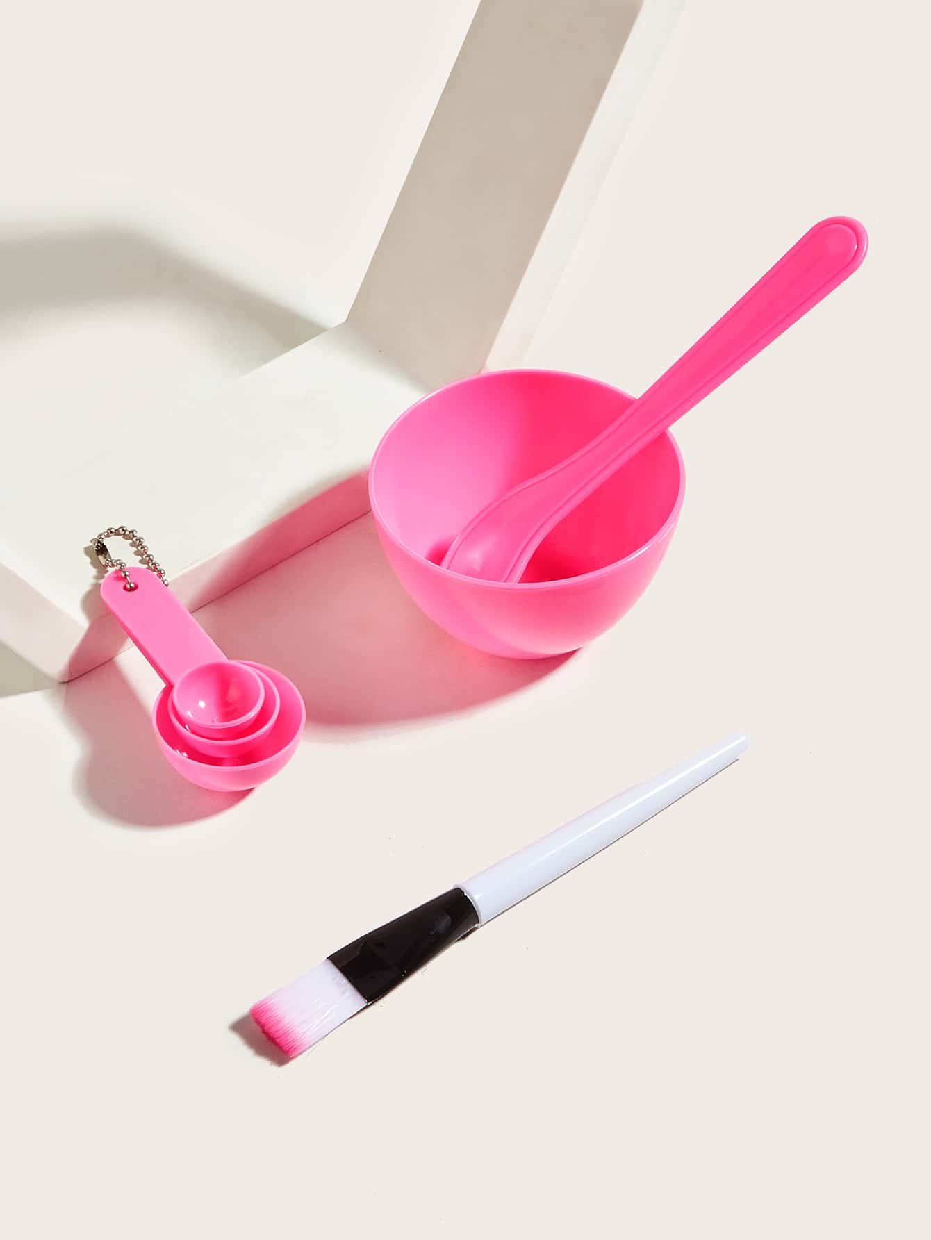 面膜工具套裝4件套玫瑰紅面膜碗麵膜DIY工具面膜碗套裝塑料面膜DIY套裝