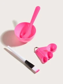 面膜工具套裝4件套玫瑰紅面膜碗麵膜DIY工具面膜碗套裝塑料面膜DIY套裝
