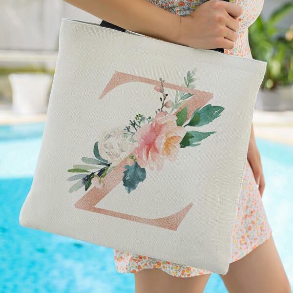 

Alphabet & Flower Graphic Shopper Bag, Multicolor