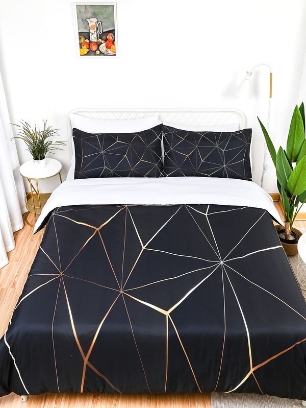Geometric Pattern Duvet Cover Set Without Filler SHEIN USA