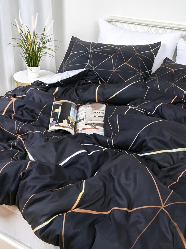 Geometric Pattern Duvet Cover Set Without Filler SHEIN USA