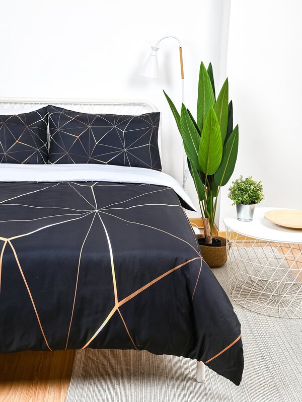 Geometric Pattern Duvet Cover Set Without Filler SHEIN USA