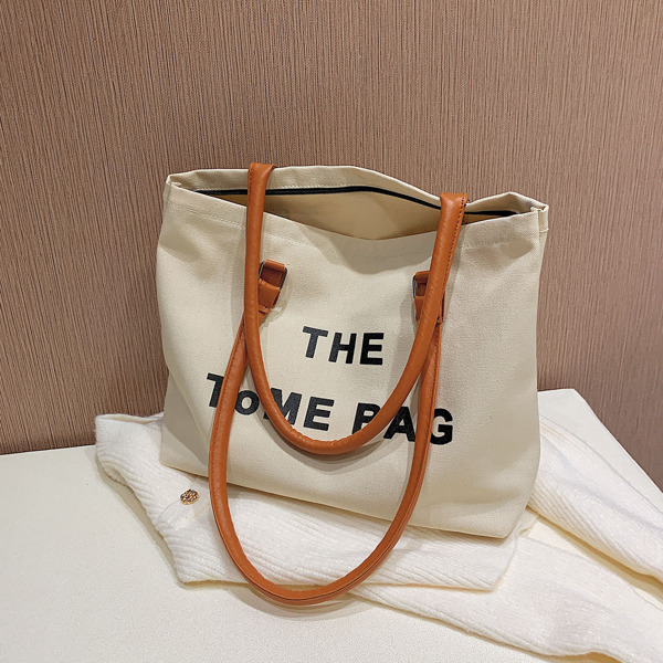 

Letter Graphic Shoulder Tote Bag, White