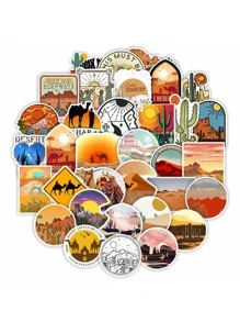 50 Stücke Aufkleber mit Landschaft Muster