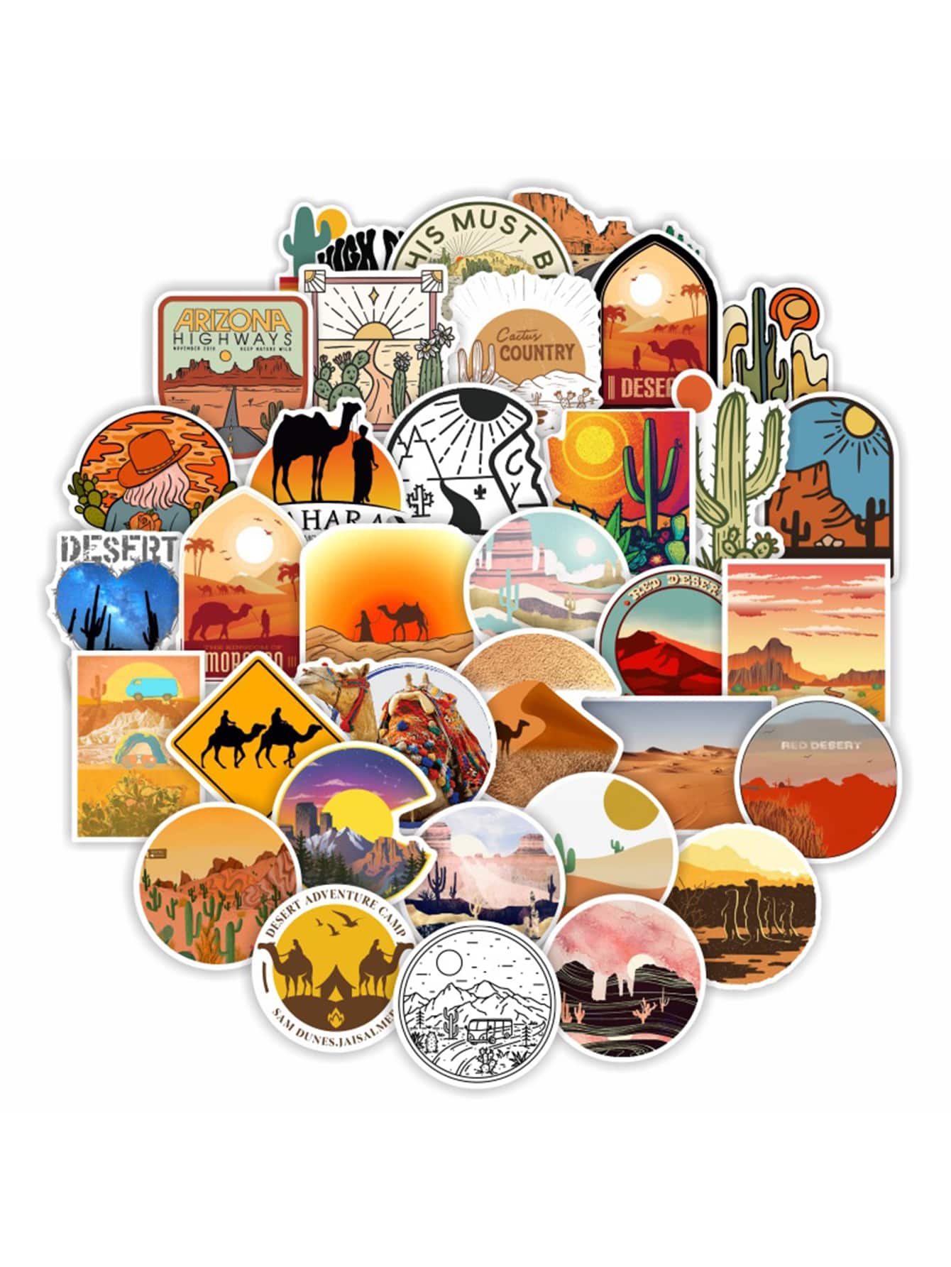 50 Stücke Aufkleber mit Landschaft Muster