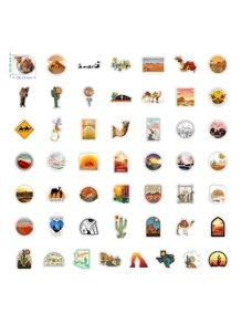 50 Stücke Aufkleber mit Landschaft Muster