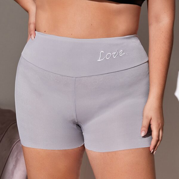 

Plus Letter Embroidery Safety Shorts, Light grey