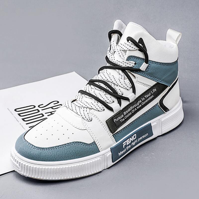 

Guys Letter Graphic High Top Skate Shoes, Blue and white