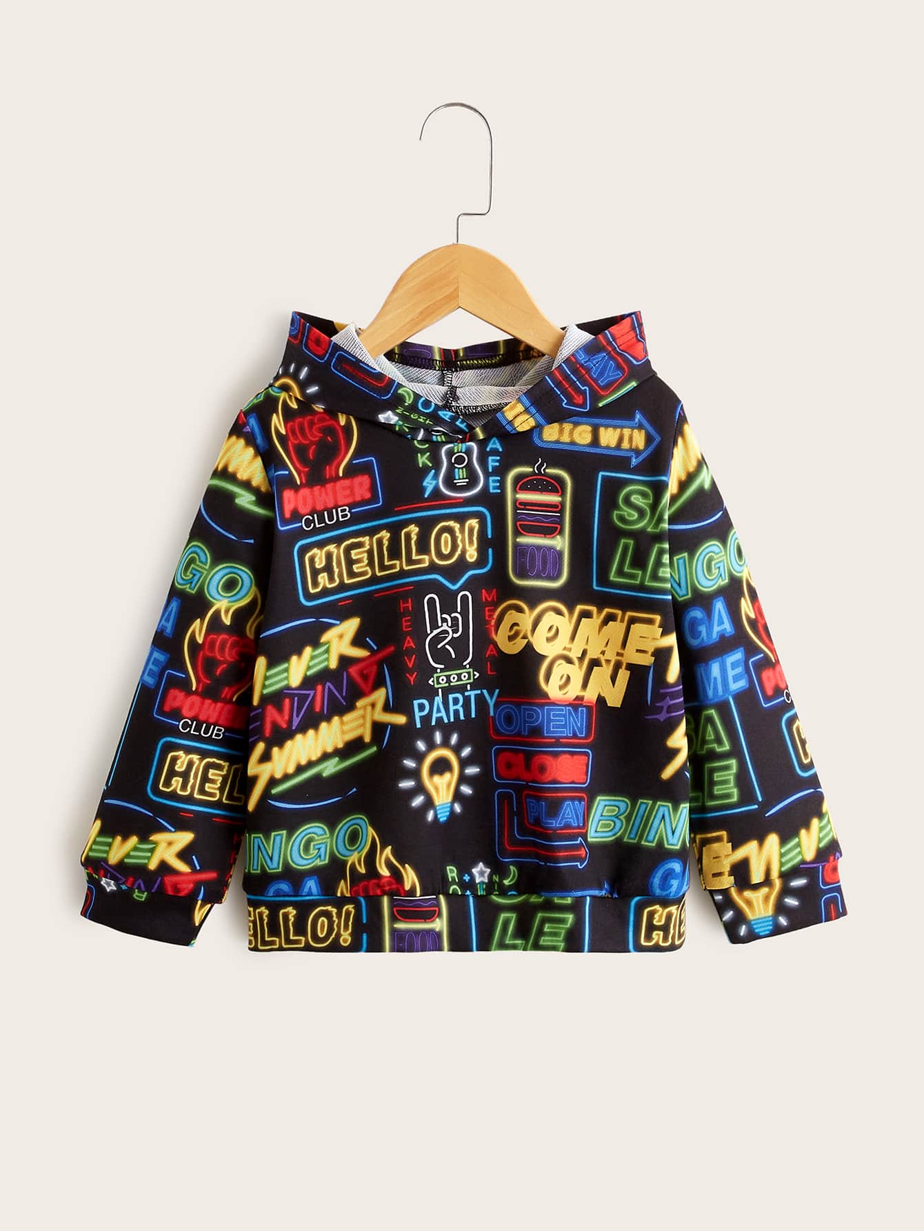 SHEIN Young Boys Letter & Graphic Print Sweatshirt - Black - View 1