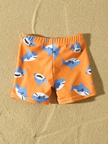 Baby Boy Summer Beach Random Shark Printed Swim Trunks - Multicolor - View 2