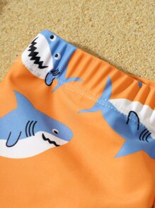 Baby Boy Summer Beach Random Shark Printed Swim Trunks - Multicolor - View 3