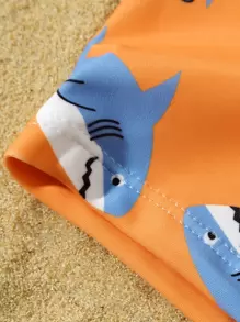 Baby Boy Summer Beach Random Shark Printed Swim Trunks - Multicolor - View 4