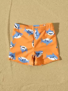 Baby Boy Summer Beach Random Shark Printed Swim Trunks - Multicolor - View 5