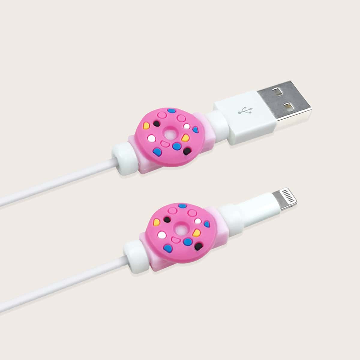 

2pcs Cartoon Donut Shaped Data Cable Protector, Hot pink