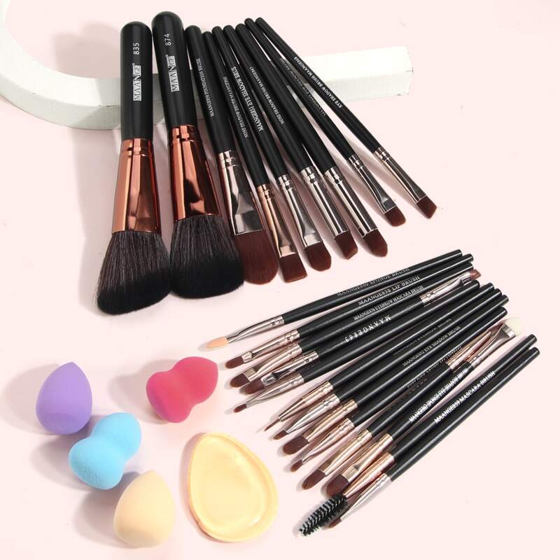 

22pcs Makeup Brush Set & 4pcs Makeup Sponge & 1pc Cleansing Tool, Black