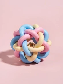 1pc Pet Woven Bell Ball Toy, Suitable For Cats And Small Dogs, For Pet Entertainment, Chasing, Teething (Suitable For Small Breeds) - Multicolor - View 3