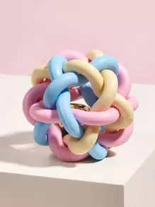 1pc Pet Woven Bell Ball Toy, Suitable For Cats And Small Dogs, For Pet Entertainment, Chasing, Teething (Suitable For Small Breeds) - Multicolor - View 1