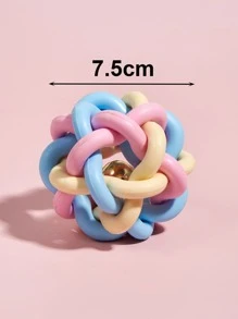 1pc Pet Woven Bell Ball Toy, Suitable For Cats And Small Dogs, For Pet Entertainment, Chasing, Teething (Suitable For Small Breeds) - Multicolor - View 4