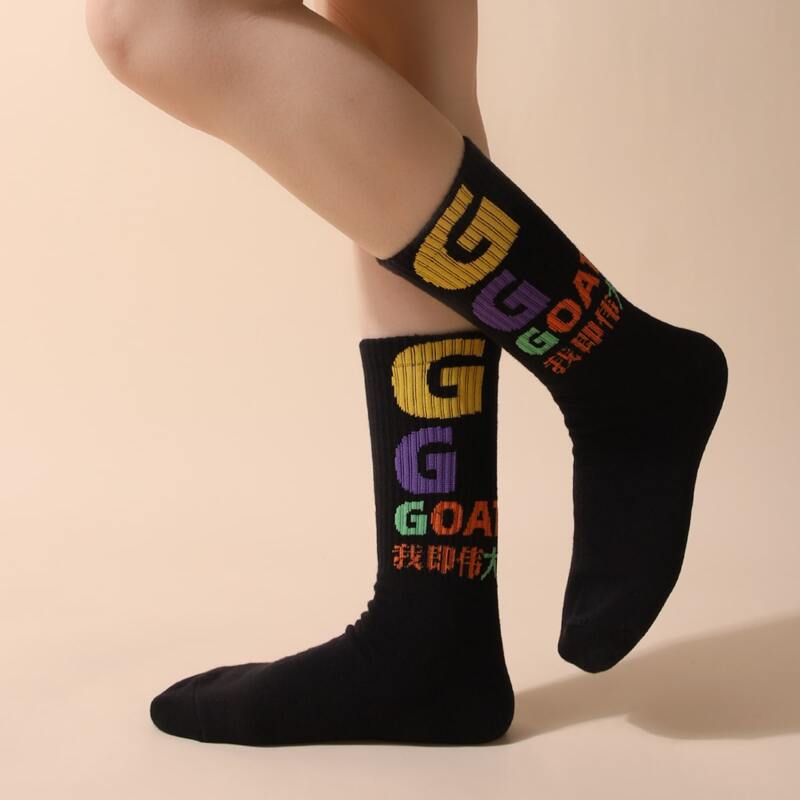 

Letter Graphic Crew Socks, Multicolor