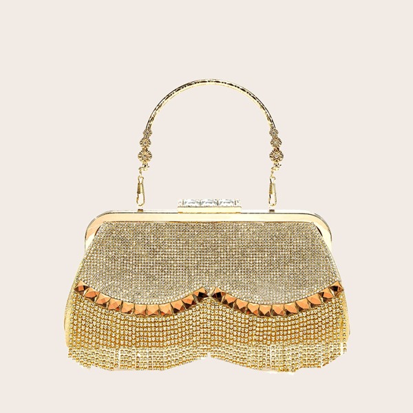 

Glitter Rhinestone Decor Clutch Bag, Gold