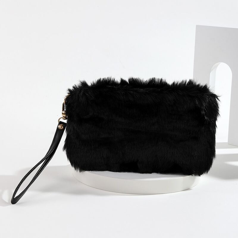 

Fluffy Clutch Bag, Black