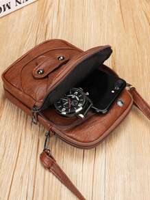 Túi xách PU sang trọng Túi xách nữ 2023 Túi xách tay nữ Túi đeo chéo nữ Ví điện thoại Túi đeo vai Túi bên hông Túi đựng điện thoại Đồ dùng học tập Quà tặng giáo viên Túi đựng iPhone trở lại trường Túi đựng điện thoại Túi đựng điện thoại cho nữ Túi đựng điện thoại cho phụ nữ Ví ví - màu nâu - Xem 3