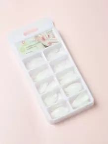 100入組短圓指甲白色素面造假指甲，按壓將其貼上，美容美甲必備品 - 白色 - 查看 4