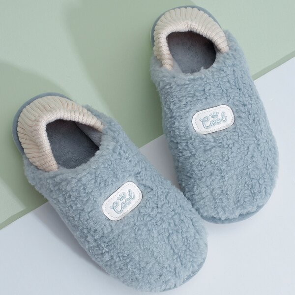 

Men Two Tone Fluffy Slippers, Blue