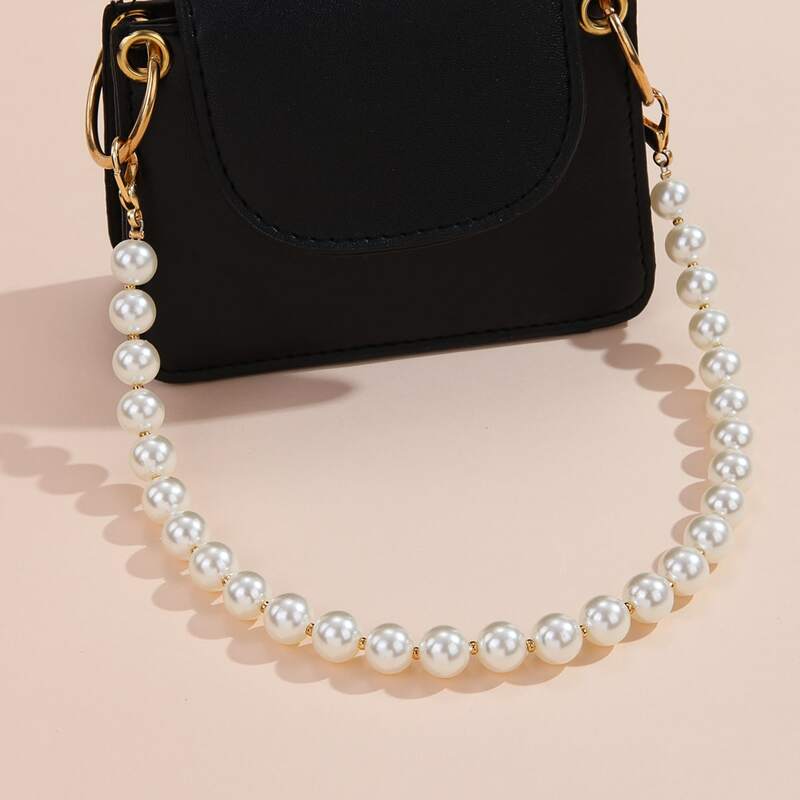 

Faux Pearl Beaded Bag Strap, White