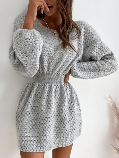 SHEIN LUNE Batwing Sleeve Corset Waist Jumper Dress