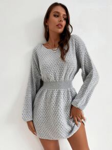 SHEIN LUNE 蝙蝠袖束腰毛衣洋裝