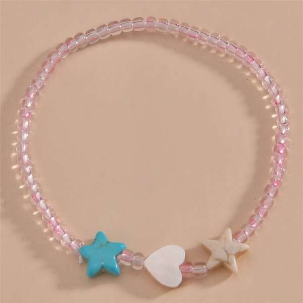 

Girls Heart & Star Decor Anklet, Multicolor