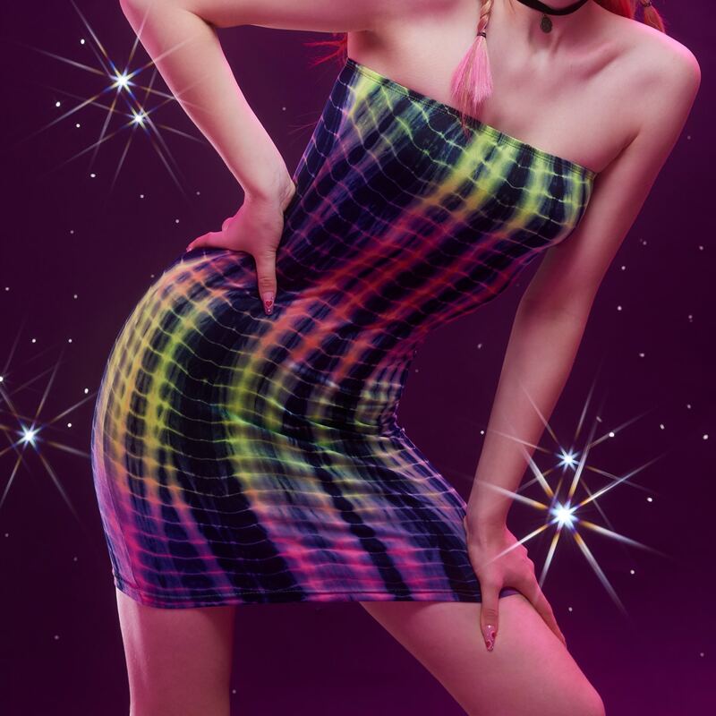 

Color Block Tie Dye Bodycon Tube Dress, Multicolor