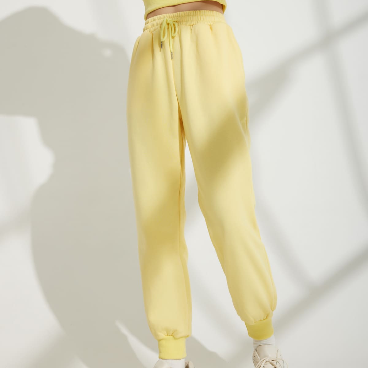 

Solid Thermal Drawstring Sweatpants, Yellow