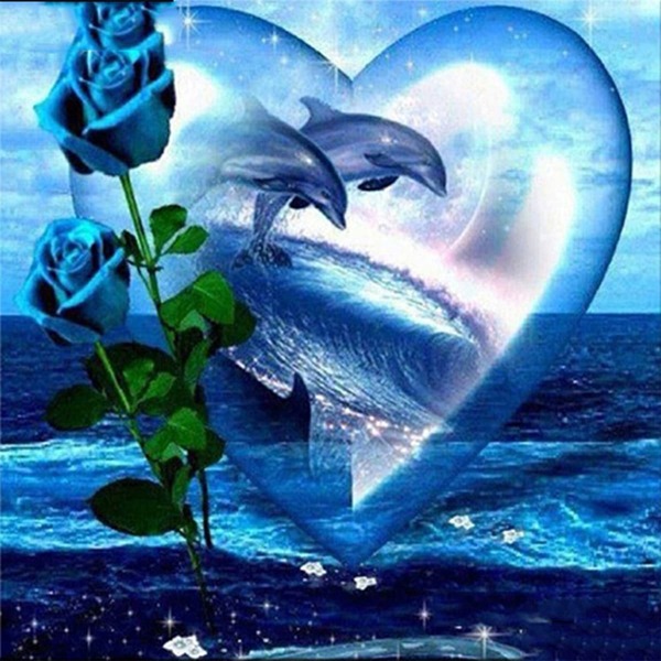 

Dolphin & Floral Print DIY Diamond Painting Without Frame, Multicolor