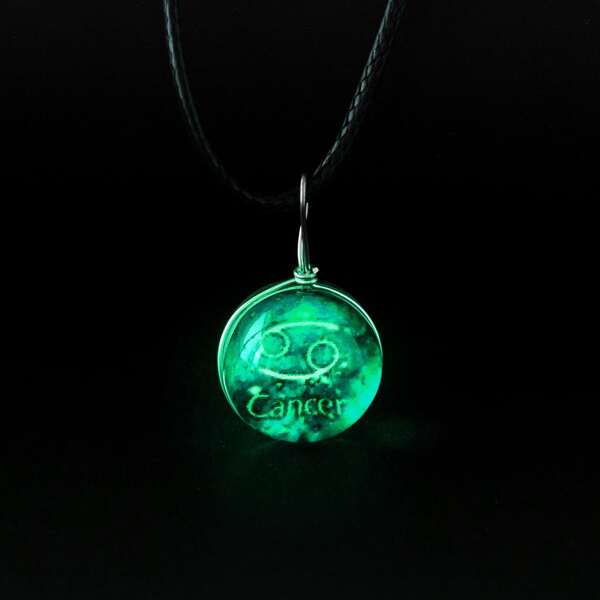 

Girls Luminous Cancer Decor Round Ball Charm Necklace, Blue