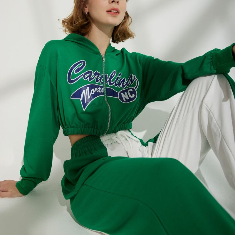 

Letter Graphic Drop Shoulder Hoodie, Green