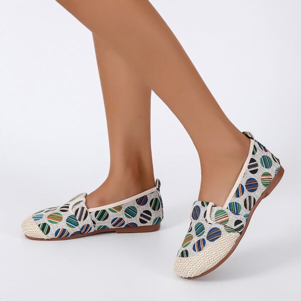 

Geometric Graphic Slip-On Flats, Multicolor