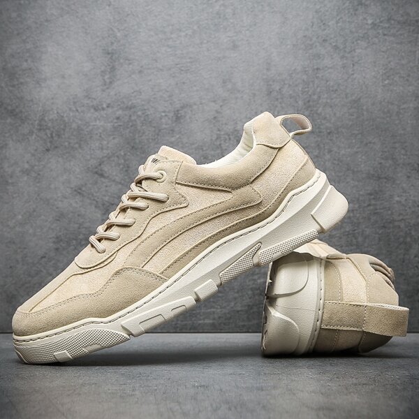

Men Minimalist Lace-up Front Dress Shoes, Apricot