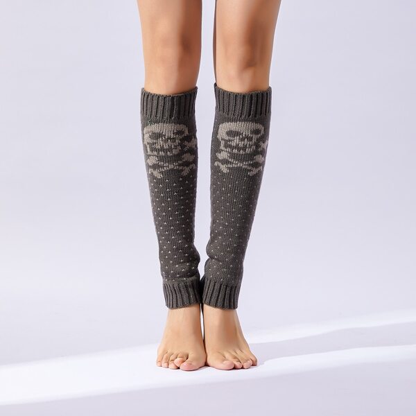 

Halloween Skull Print Leg Warmer, Dark grey