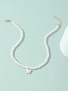 女孩蝴蝶墜飾串珠項鏈