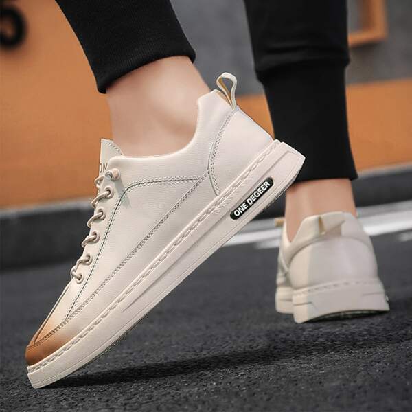 

Men Ombre Pattern Lace-up Front Skate Shoes, Beige