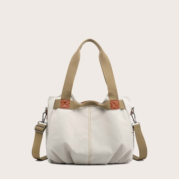 

Minimalist Ruched Design Shoulder Tote Bag, Beige